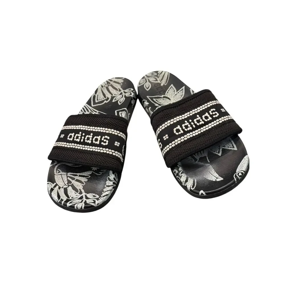 adidas Adilette Comfort Floral Black Slides GV7085 Women’s US 7